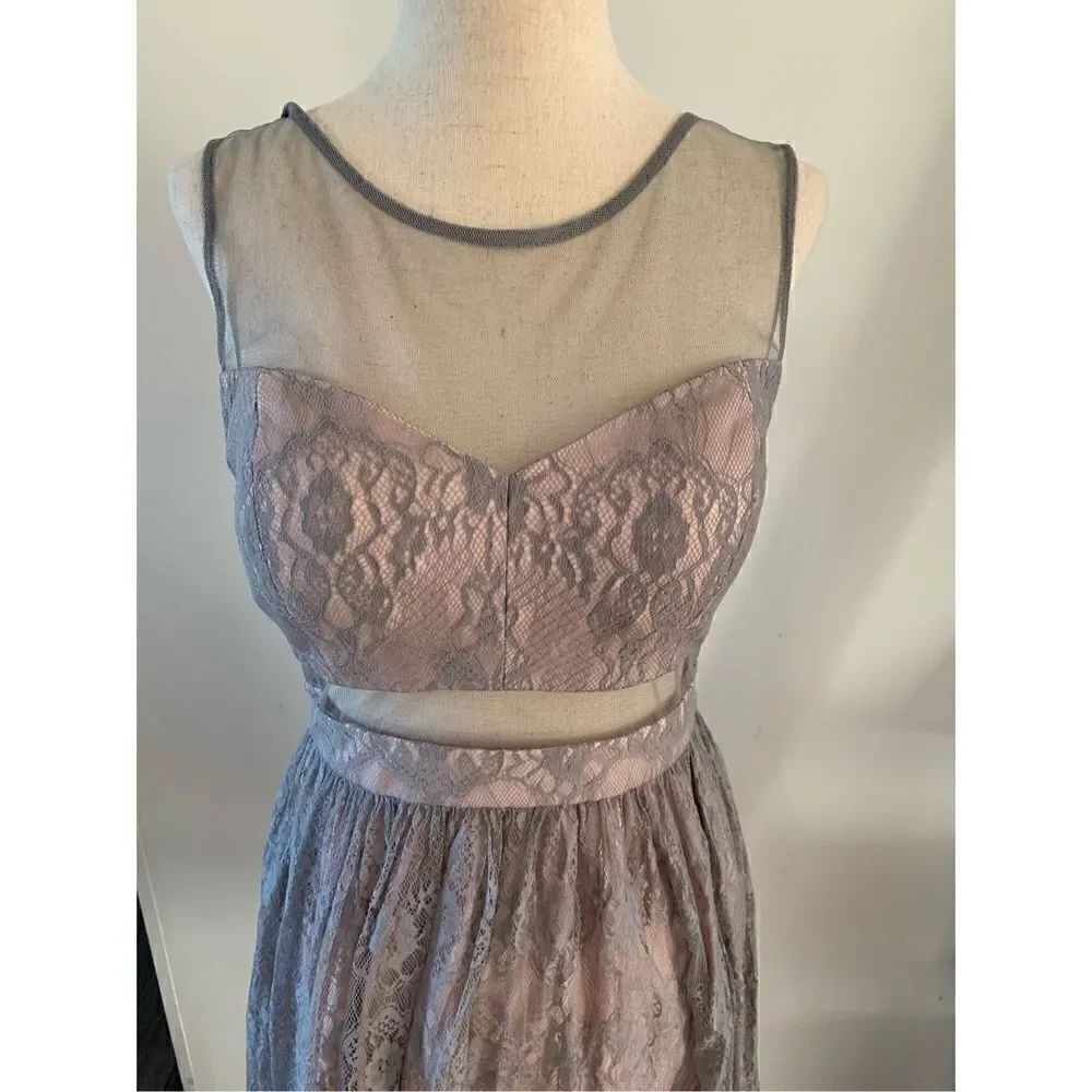 Pink and gray lace cut out dress size smal